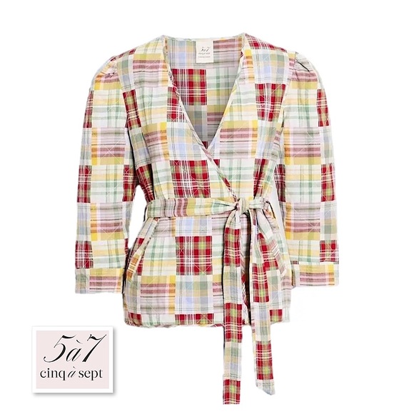 NWT CINQ A SEPT Triss Quilted Patchwork Organic Cotton Wrap Jacket Belt XS Boho - Picture 4 of 16